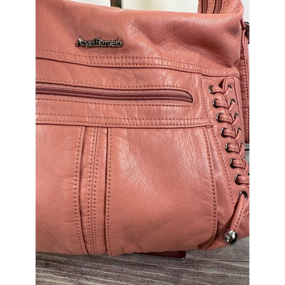 Pink and Silver Slouchy Shoulder Bag with Tassels - Picture 16 of 16